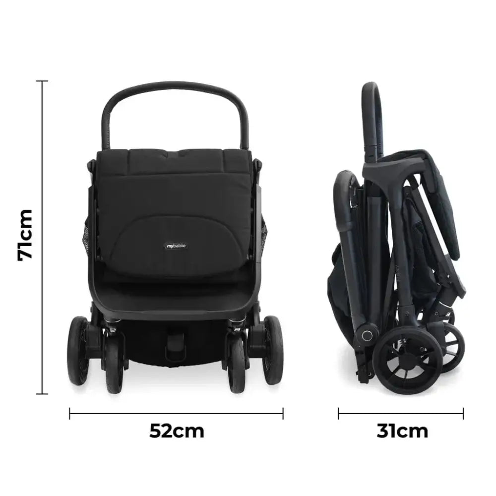My Babiie MBx7 Plus Auto Fold Stroller - Black My Babiie