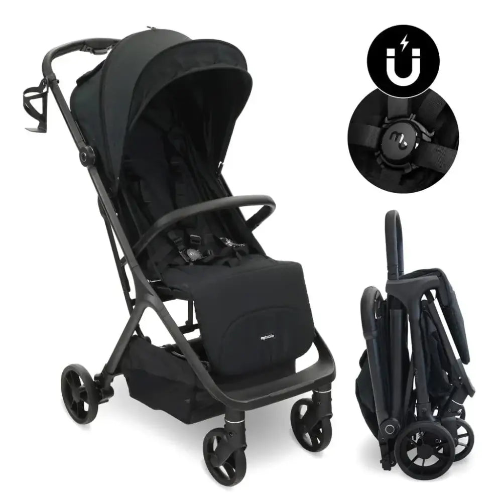 My Babiie MBx7 Plus Auto Fold Stroller - Black My Babiie