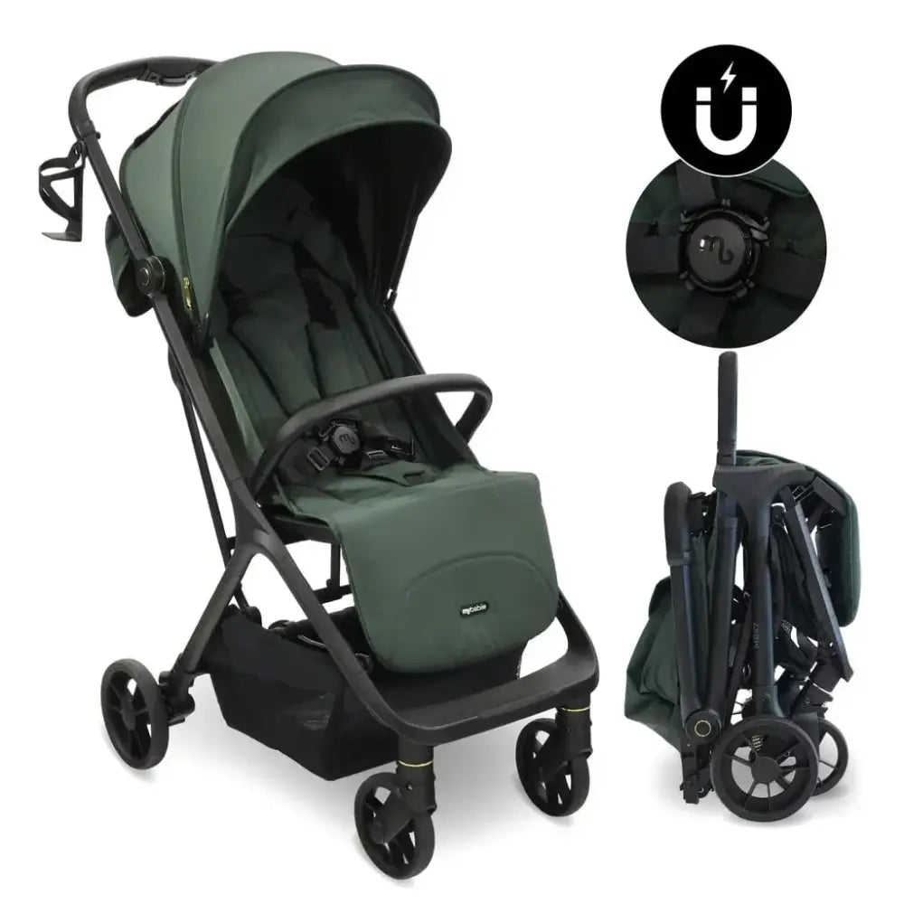 My Babiie MBx7 Plus Auto Fold Stroller - Green My Babiie