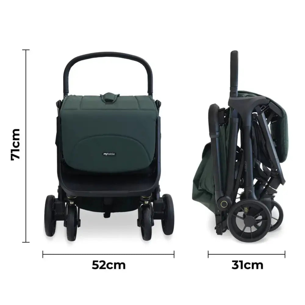 My Babiie MBx7 Plus Auto Fold Stroller - Green My Babiie