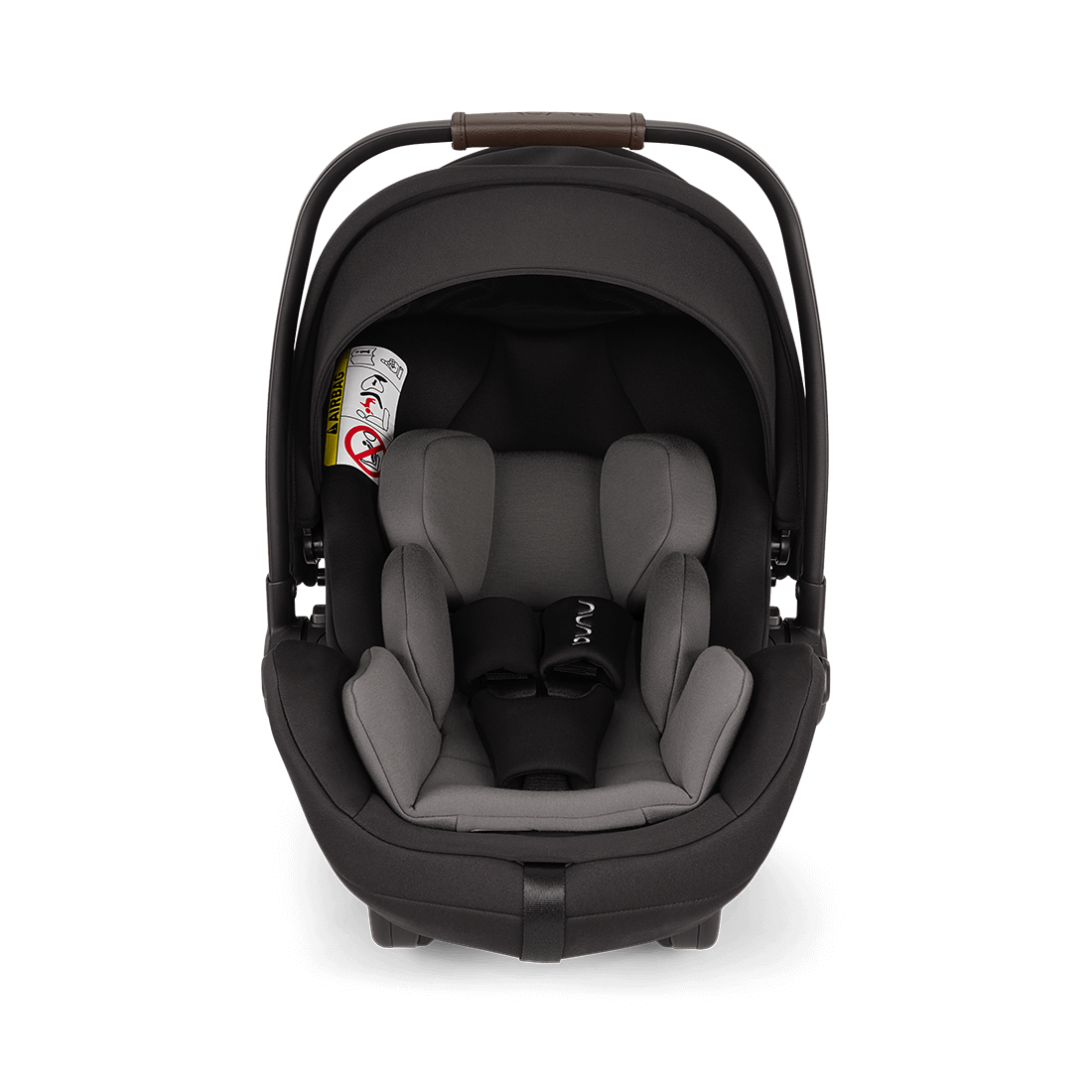 Dark gray nuna arra flex car seat with soft contoured padding and sleek modern design for babies 0 to 13kg