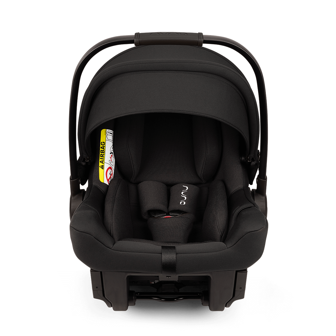 Black Nuna PIPA urbn infant car seat with sleek modern design soft fabric upholstery baseless ISOFIX i-Size newborn 40–75cm