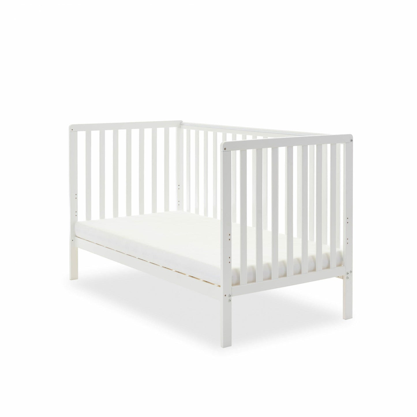 OBaby Bantam Cot Bed With Underbed Drawer & Fibre Mattress – White | Bundle Deal Obaby