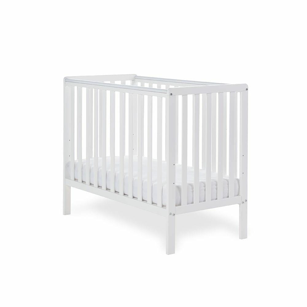 OBaby Bantam Space saver Cot in White With Under Bed Drawer & Mattress Obaby
