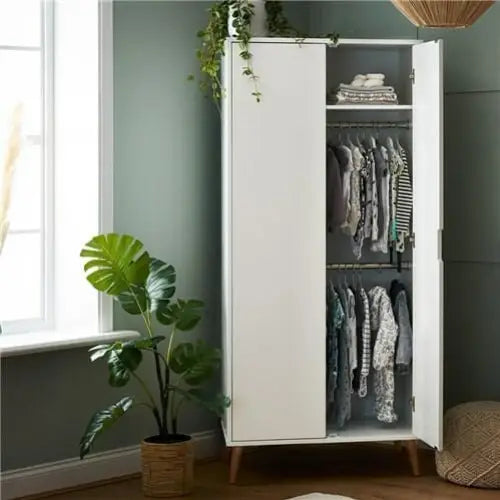 Obaby Maya Double Wardrobe - White with Natural Obaby