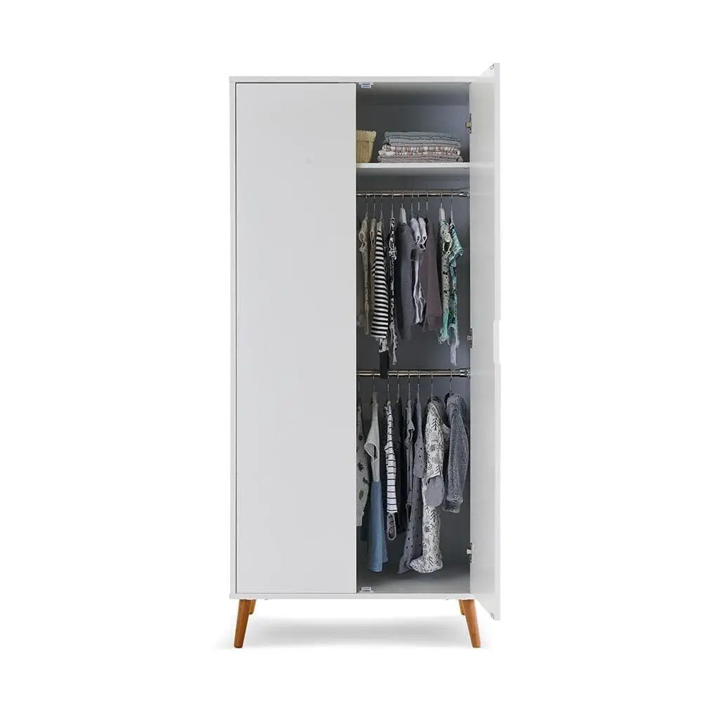 Obaby Maya Double Wardrobe - White with Natural Obaby
