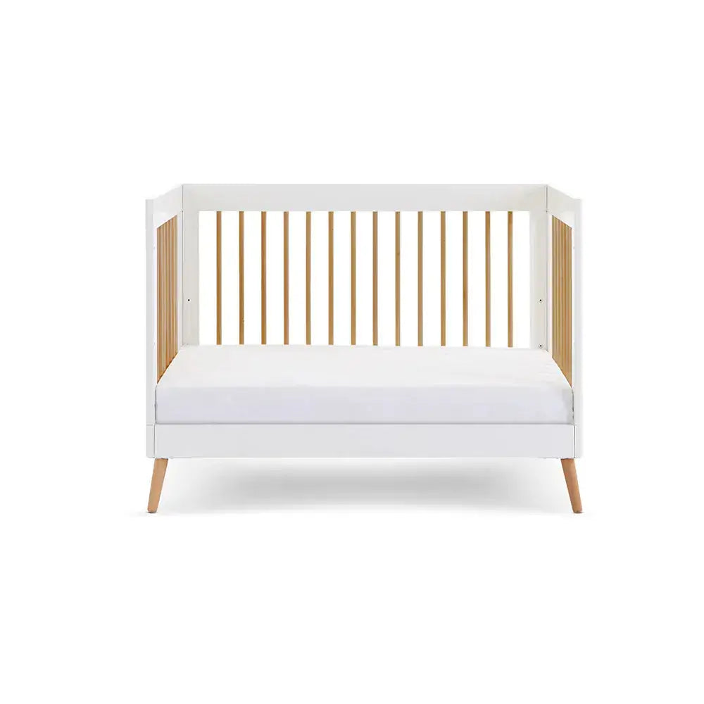 Obaby Maya Mini Cot Bed – White & Natural Wood Obaby