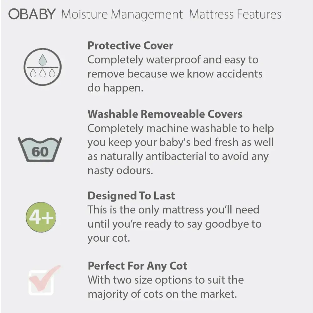 Obaby Moisture Management Cot Bed Mattress -140x70cm OBaby
