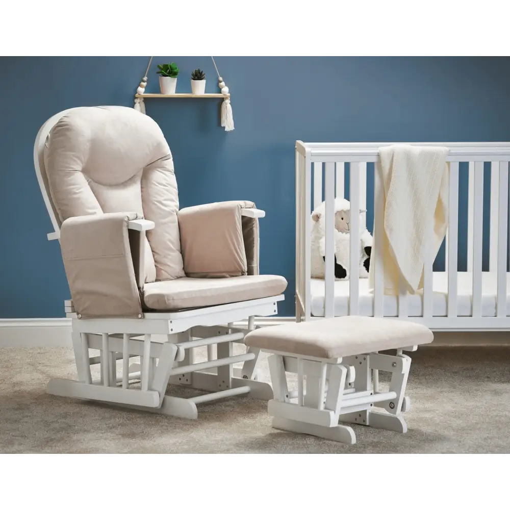 OBaby Reclining Glider Nursery Chair & Stool - Sand Obaby