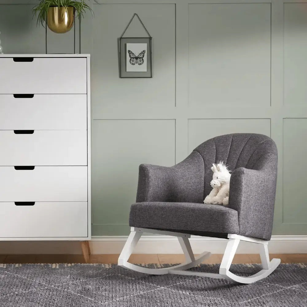 OBaby Round Back Nursery Rocking Chair in Grey Obaby
