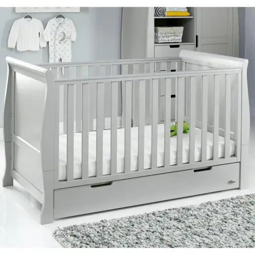 OBaby Stamford Classic Cot Bed - Warm Grey with Under Bed Drawer Obaby