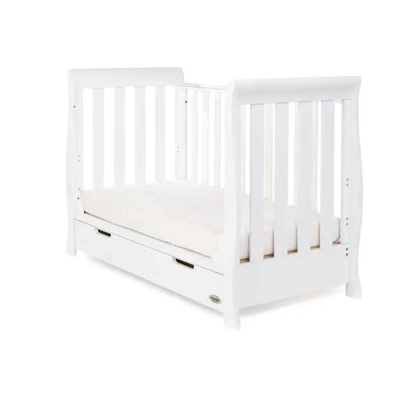 OBaby Stamford Mini Sleigh Cot Bed - White Obaby