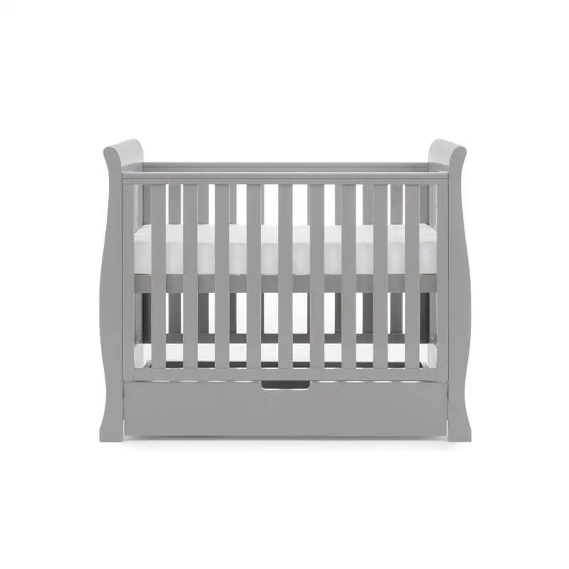 OBaby Stamford Space Saving Sleigh Cot - Warm Grey Obaby