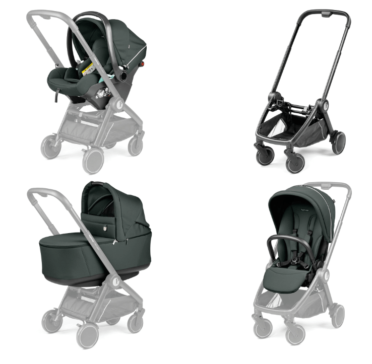 Peg Perego City Loop 3 in 1 Travel System & Lounge i-Sized Infant Carrier - Metal Peg Perego
