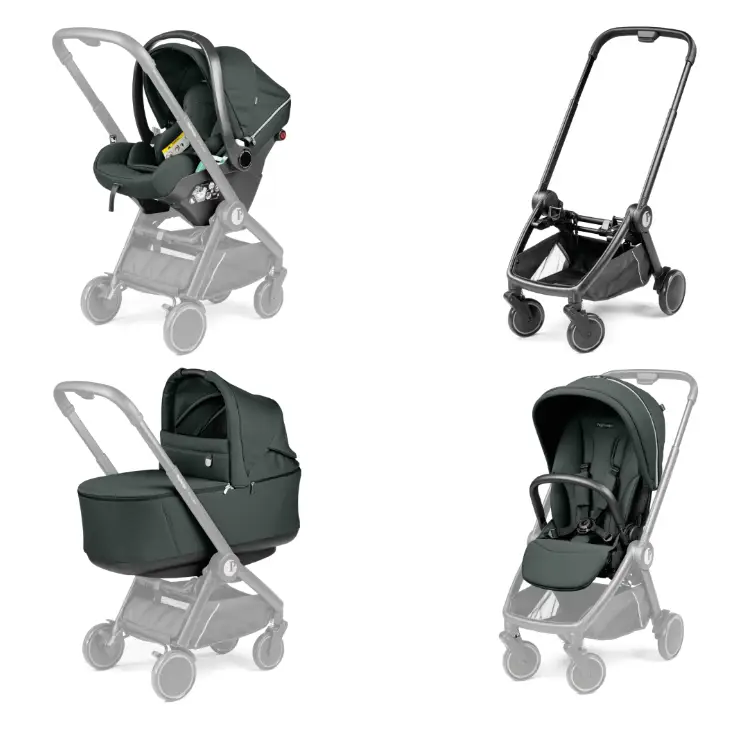 Peg Perego City Loop 3 in 1 Travel System & Lounge i-Sized Infant Carrier - Metal Peg Perego