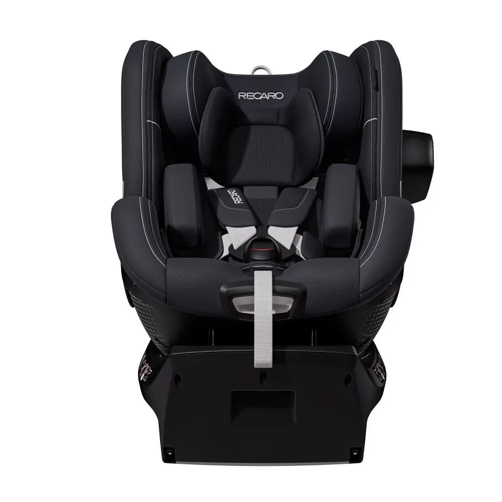 Fresh Black TORON 1, front view with padded insert, harness and black outer side attachment.
