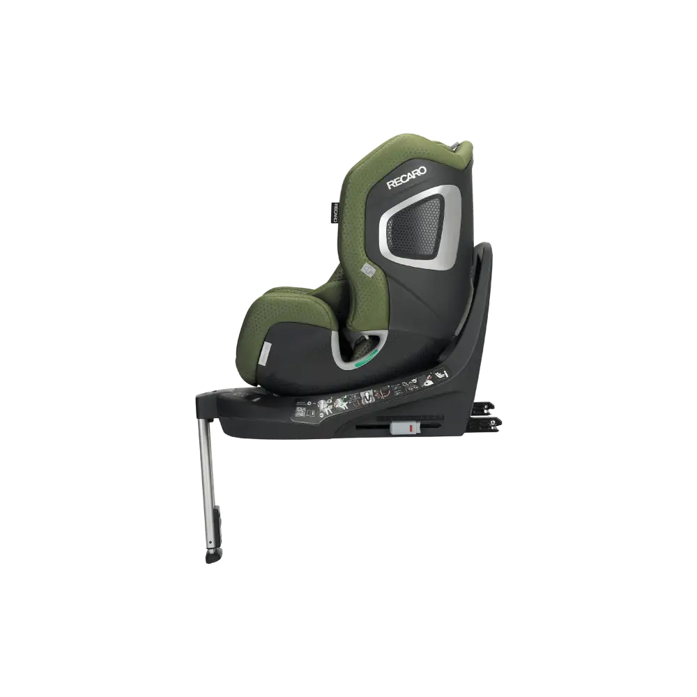 Epic Green XENON 1 KID, side profile showing silver-trimmed shell, black base and extended support leg.