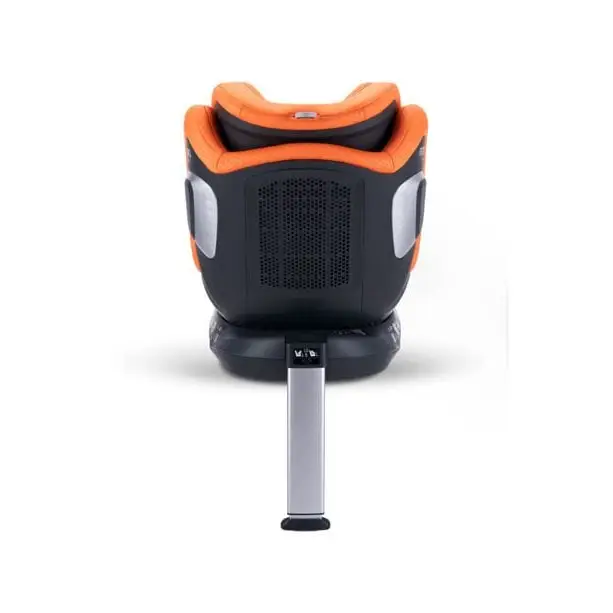 Vibrant Orange XENON 1 KID, rear view showing the black shell, ventilation panel and extended silver support leg.