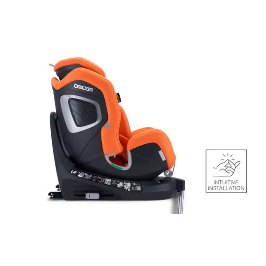 Vibrant Orange XENON 1 KID side view beside an icon labelled Intuitive Installation.