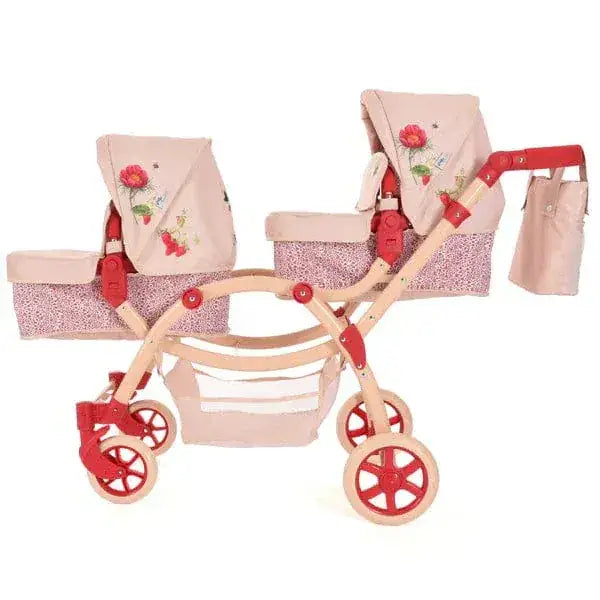 Roma RHS Twin Dolls Pram – Flora | Eco-Friendly 2-in-1 Twin Doll Pram Roma