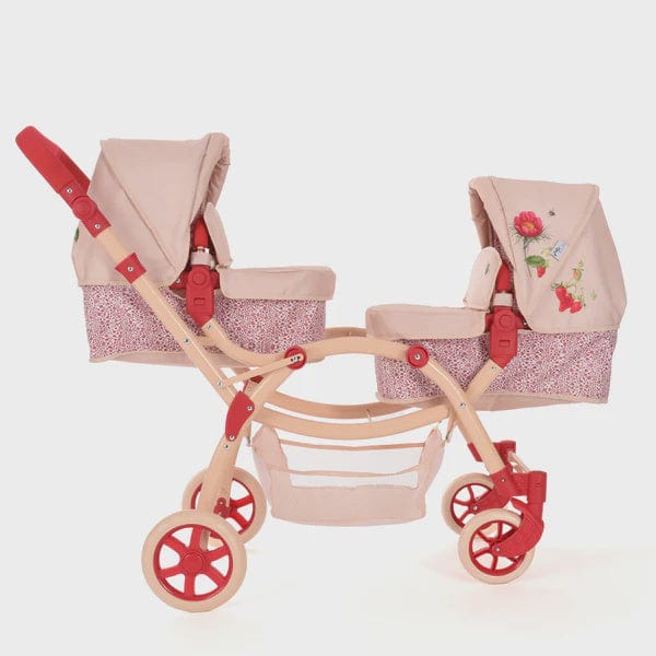 Roma RHS Twin Dolls Pram – Flora | Eco-Friendly 2-in-1 Twin Doll Pram Roma