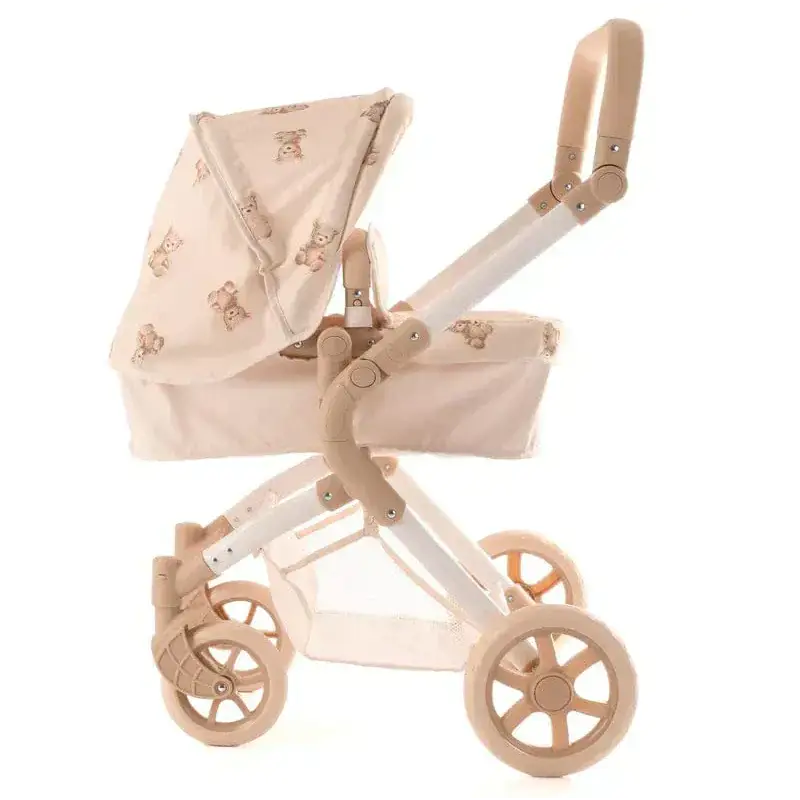 Roma Teddy Single Dolls Pram – Classic Teddy Print Pram for Ages 3+ Roma Prams