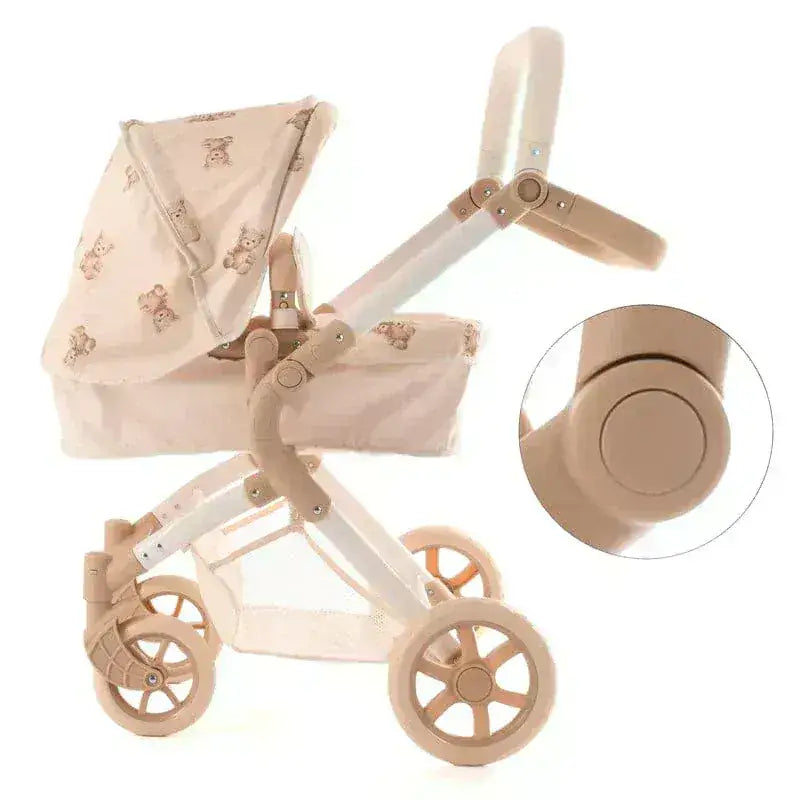 Roma Teddy Single Dolls Pram – Classic Teddy Print Pram for Ages 3+ Roma Prams
