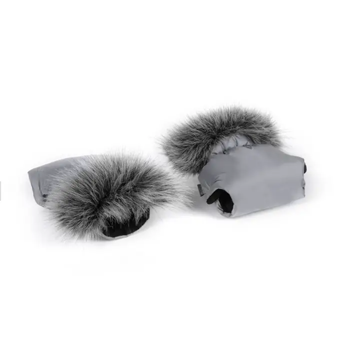 Universal Pram and Pushchair Hand Muffs - Silver Grey with Faux Fur Baby Boutique UK