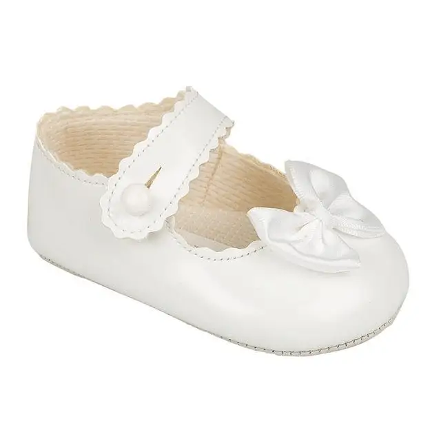 White Baby Soft Shoes - White Bow General Baypods