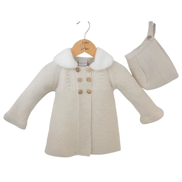 Baby Girls Beige Knitted Matinee Cardigan jacket Pex