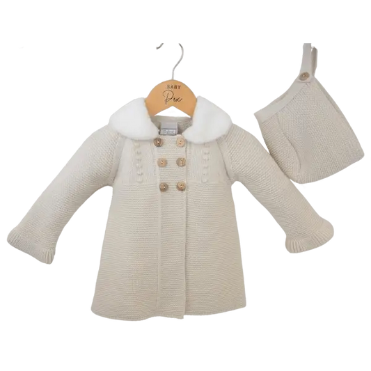 Baby Girls Beige Knitted Matinee Cardigan jacket Pex
