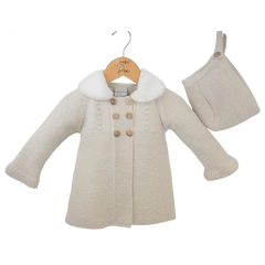 Baby Girls Beige Knitted Matinee Cardigan jacket