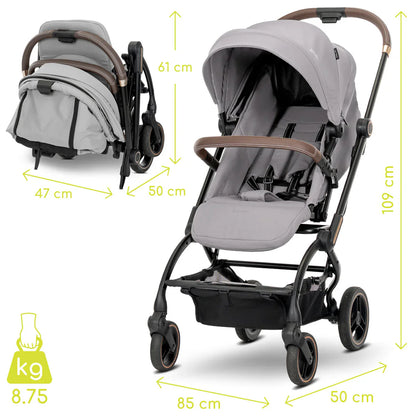 Lorelli Makaya 360 Rotation Stroller – Grey | Lightweight Reversible Pushchair from Birth to 22kg
