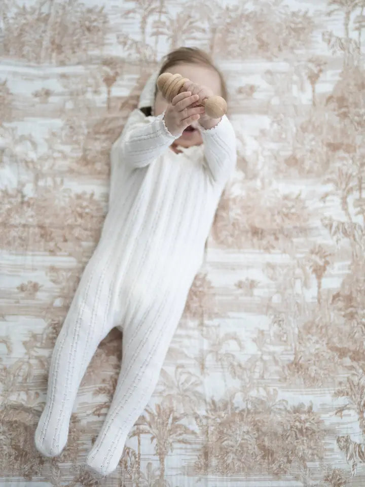 Neutral Jungle Toile Organic Cotton Muslin Blanket