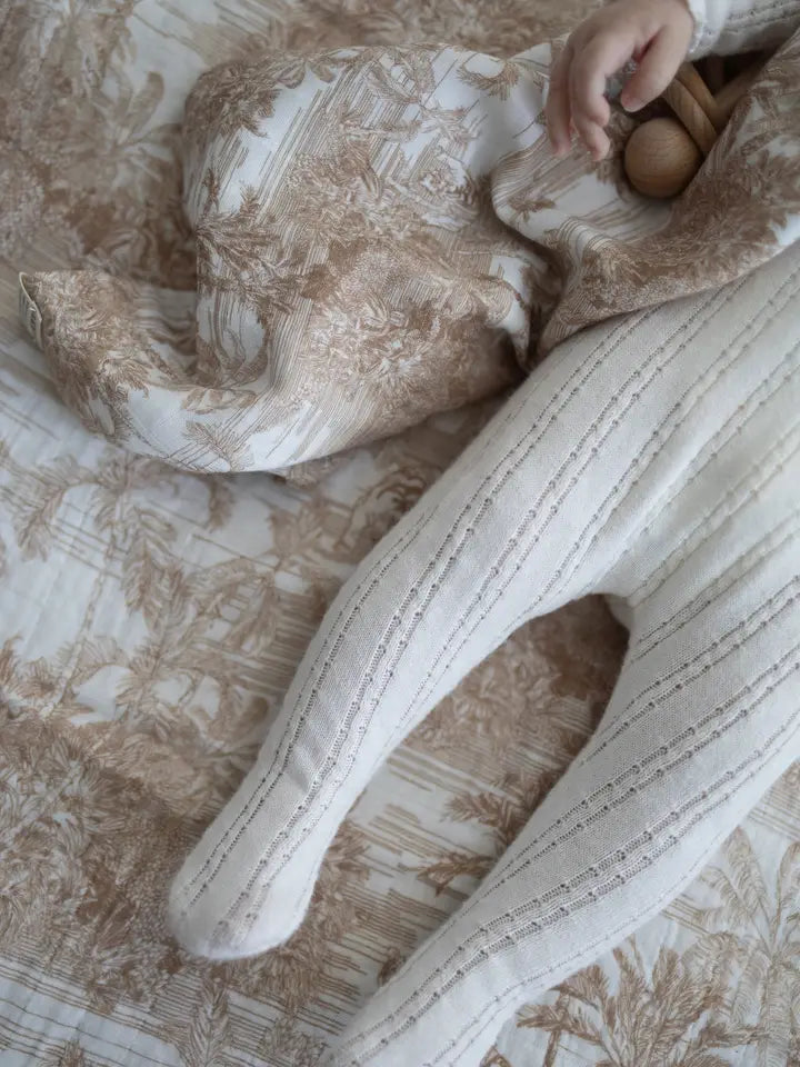 Neutral Jungle Toile Organic Cotton Muslin Blanket