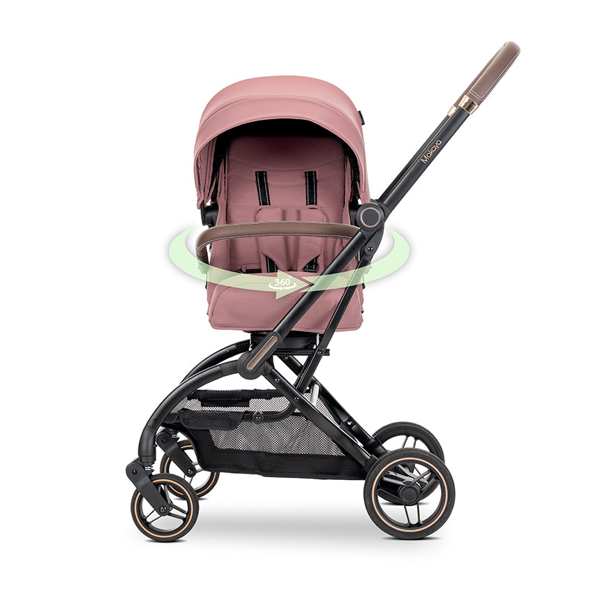 Lorelli Makaya 360 Rotation Stroller – Pink | Lightweight Reversible Pushchair from Birth to 22kg
