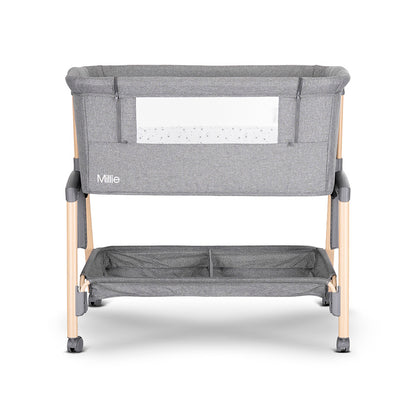Lorelli Millie Bedside Crib - Grey – Adjustable Co-Sleeper Crib with Mattress