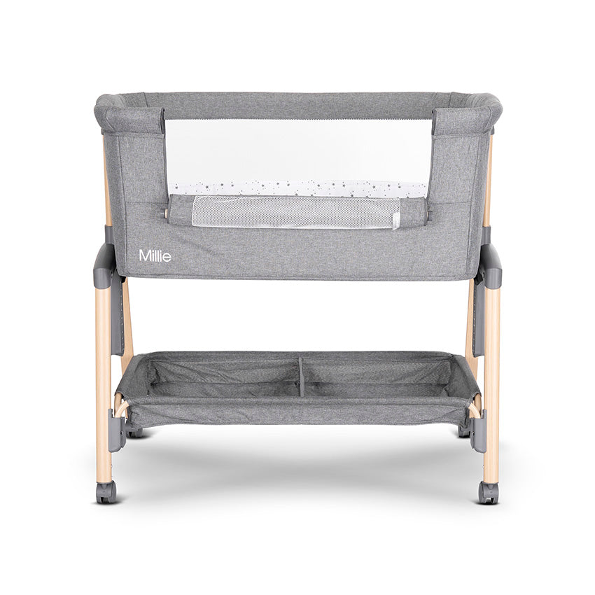 Lorelli Millie Bedside Crib - Grey – Adjustable Co-Sleeper Crib with Mattress