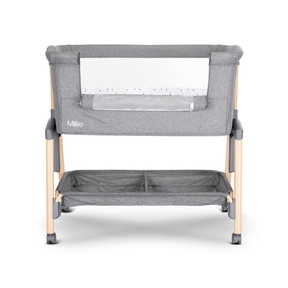 Lorelli Millie Bedside Crib - Grey – Adjustable Co-Sleeper Crib with Mattress