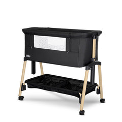 Lorelli Millie Bedside Crib - Black – Adjustable Co-Sleeper Crib with Mattress