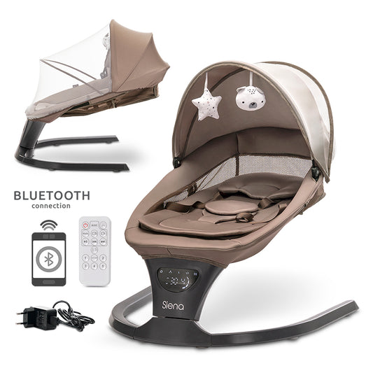 Lorelli Siena Electric Baby Rocker Mocha | Bluetooth Baby Swing & Motion Sensor