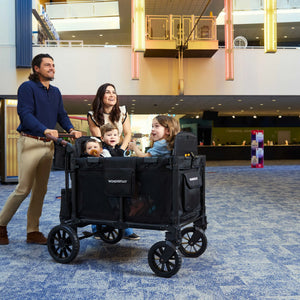 WonderFold W4 Luxe Pro Quad Stroller Wagon – Black - 4 Seater
