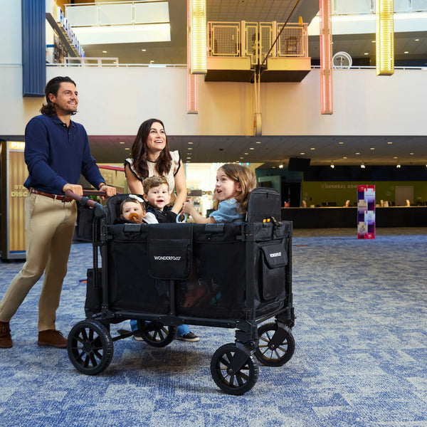 WonderFold W4 Luxe Pro Quad Stroller Wagon – Black - 4 Seater