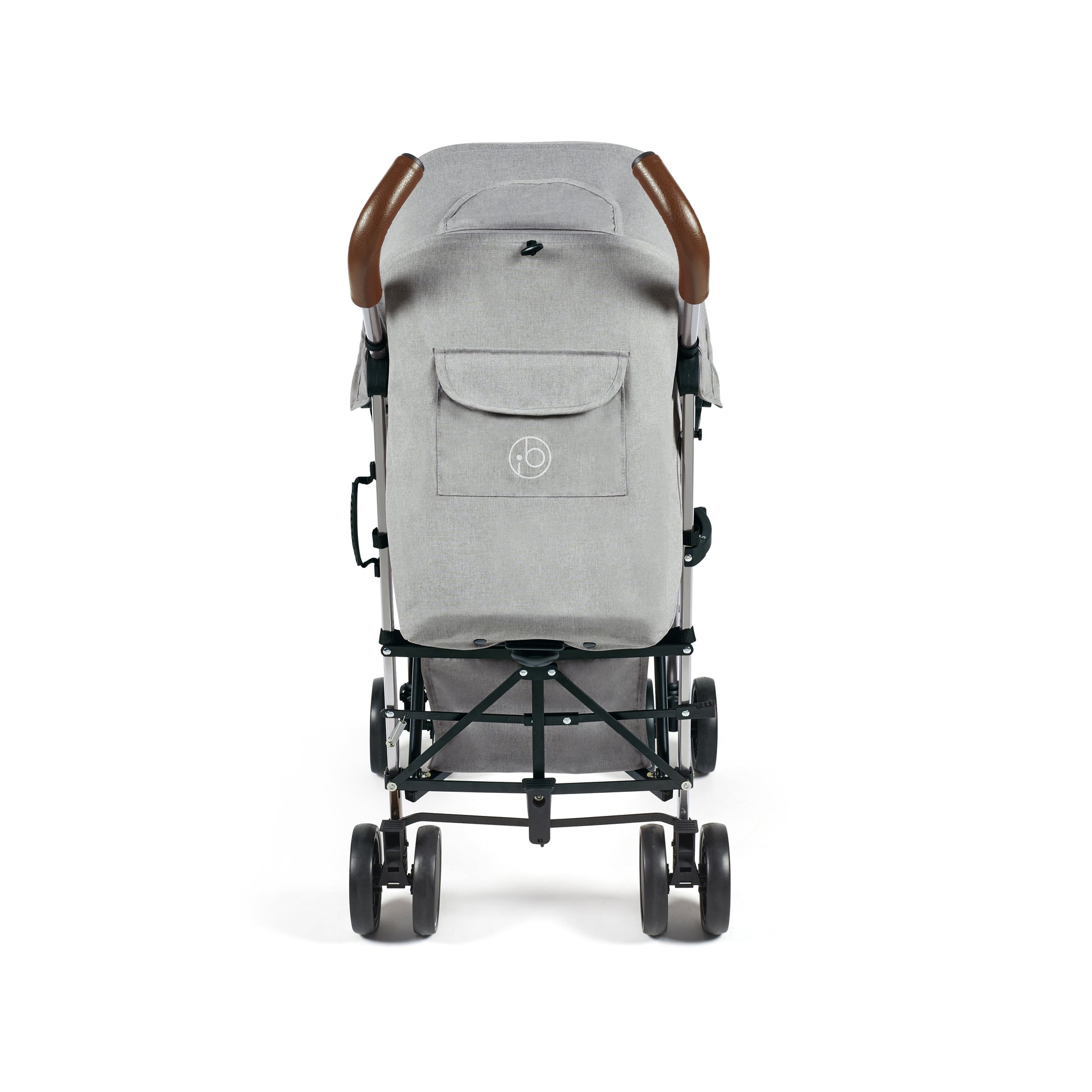 Ickle Bubba Discovery stroller in grey with brown leather handles and black metal frame for comfortable outings