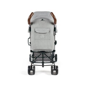 Ickle Bubba Discovery stroller in grey with brown leather handles and black metal frame for comfortable outings