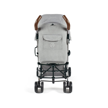 Ickle Bubba Discovery stroller in grey with brown leather handles and black metal frame for comfortable outings