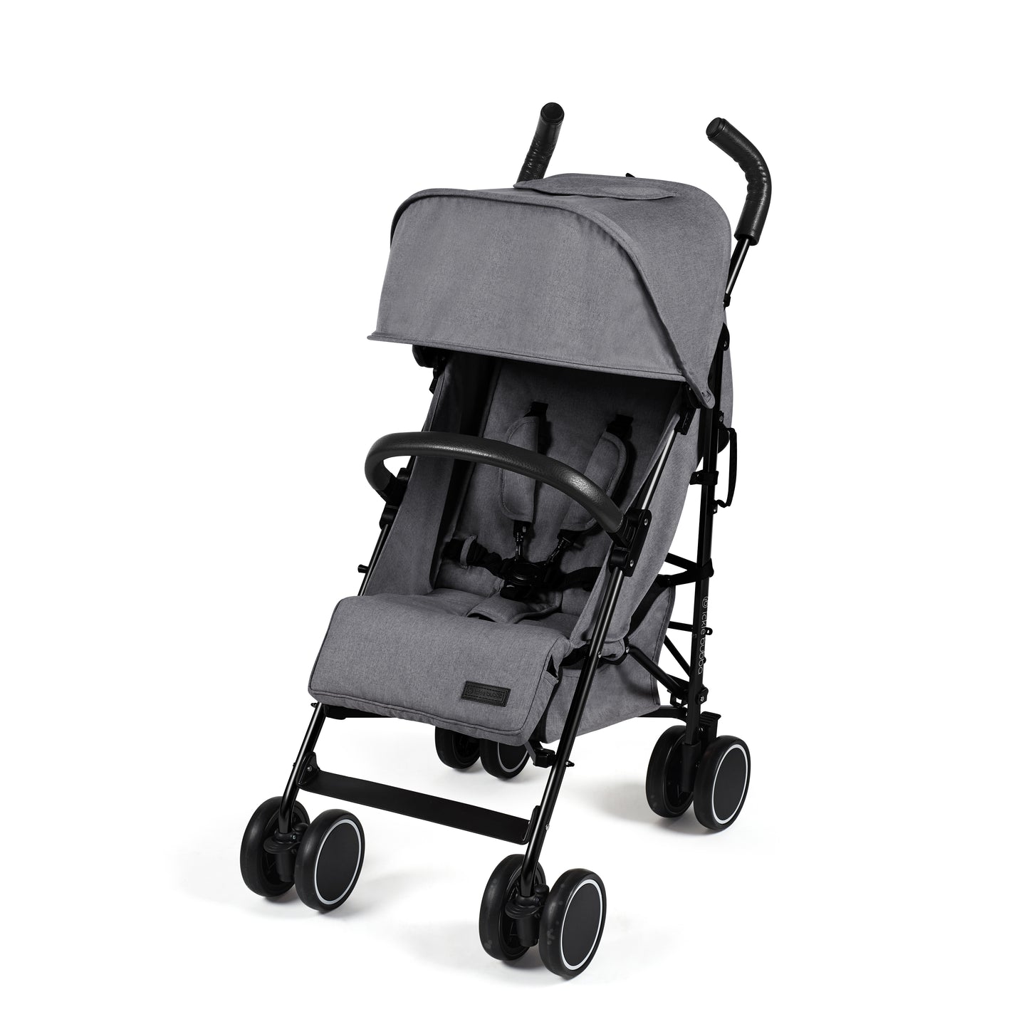 Ickle Bubba Discovery stroller in graphite grey with gray fabric and black metal frame and wheels