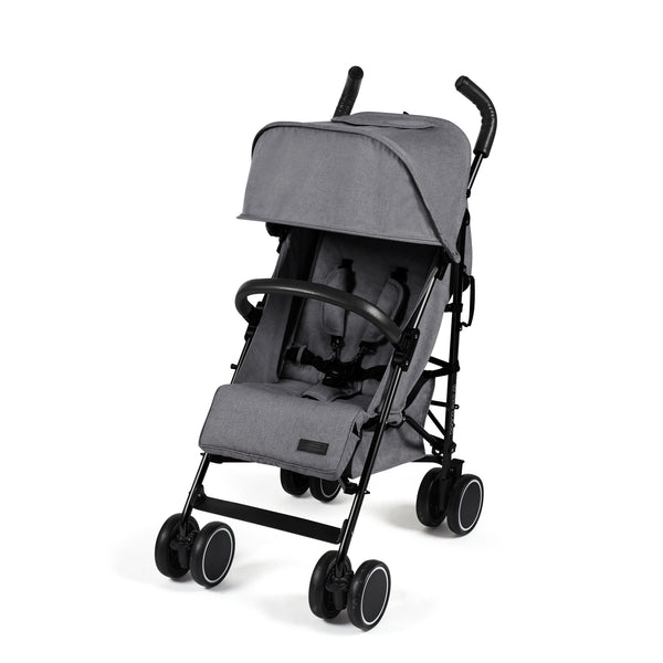 Ickle Bubba Discovery stroller in graphite grey with gray fabric and black metal frame and wheels