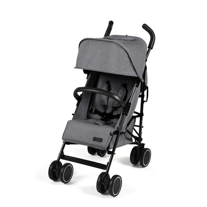 Ickle Bubba Discovery stroller in graphite grey with gray fabric seat and black metal frame and wheels