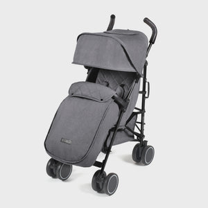 Ickle Bubba Discovery MAX stroller with graphite grey fabric and black metal frame showing front side view